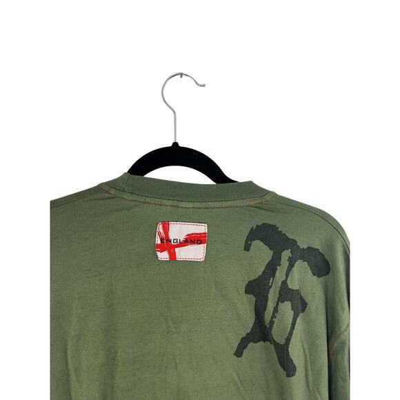 2006 England UK World Cup T-Shirt L XL Olive Green Red Soccer Blokecore - Picture 6 of 11